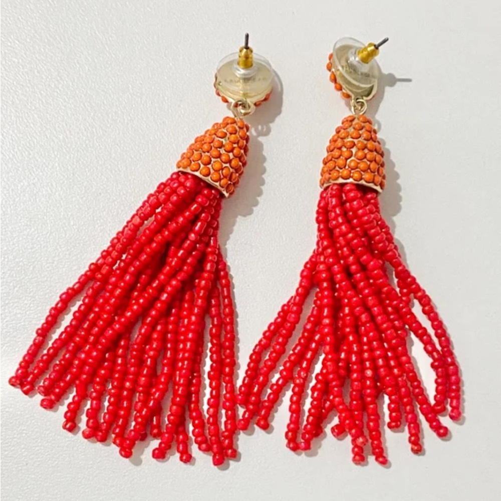 Baublebar Red Orange Beaded Tassel Earrings